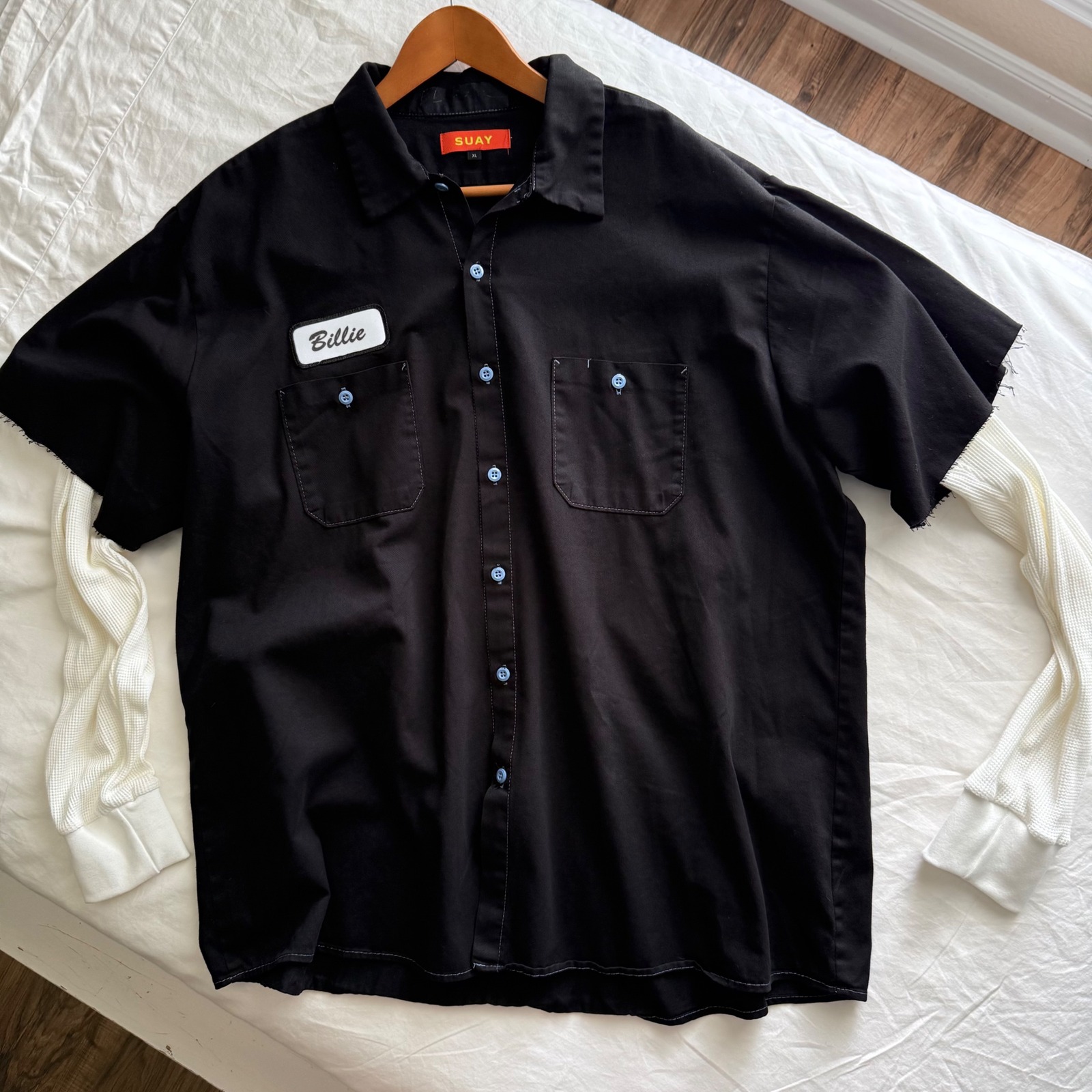 Billie Eilish X Suay Tour Collab Work Shirt Black Thermal Layered Xl Usa Made